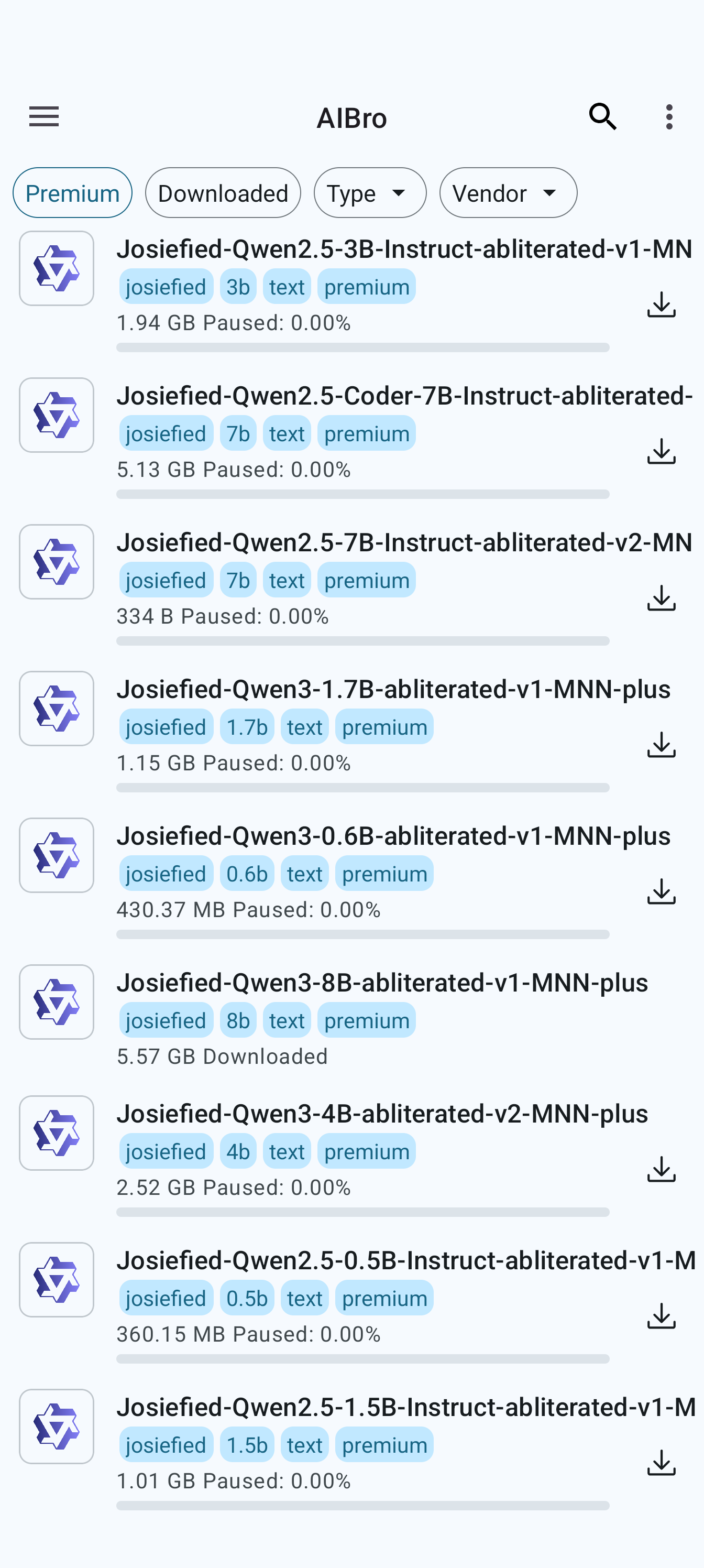 AIBro screenshot premium models